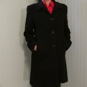 Vintage Black Talbots Wool/Cashmere Blend Coat, Size 8P